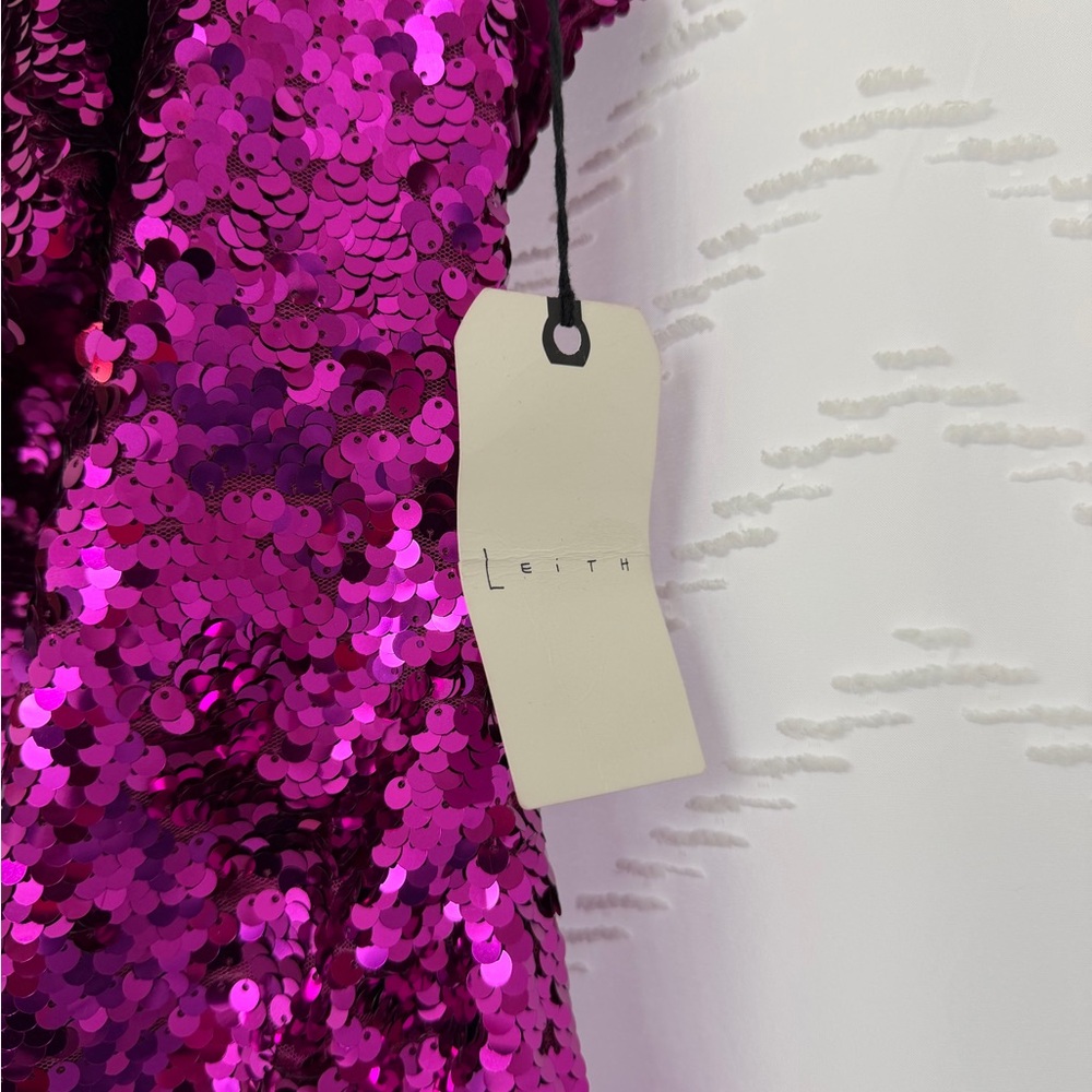 Leith Fuchsia Sequin One-Shoulder Dress - Picture 2 of 4
